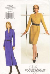 7630 VOGUE EZ LONG SLEEVE WRAP DRESS LENGTHS PATTERN 6-10, 18-22